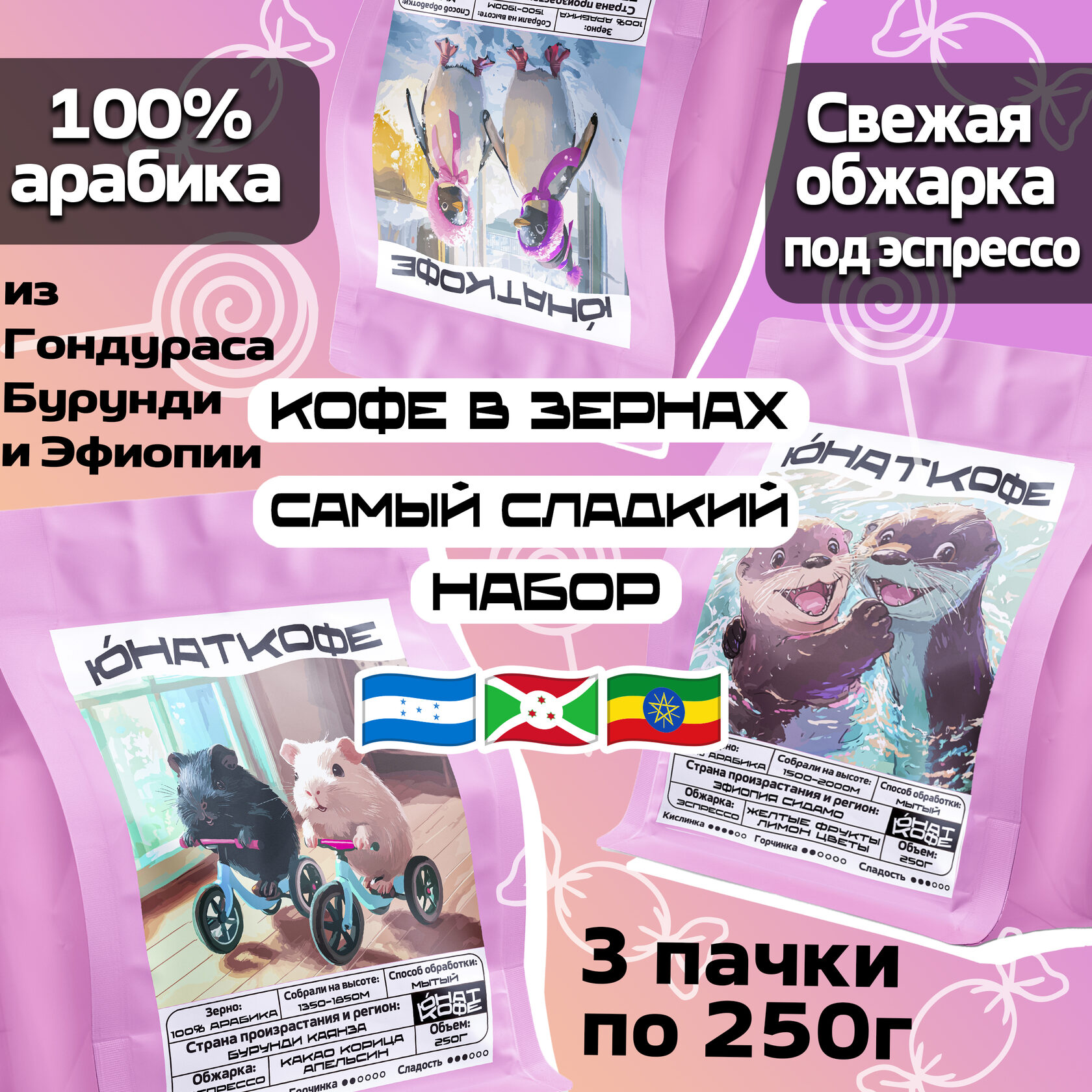 Пачка кофе «Самый Сладкий - Гондурас, Бурунди, Эфиопия»